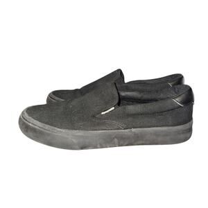 Lugz Clipper Sneakers Women's Size 7 Black Canvas Leather Slip On Shoes
